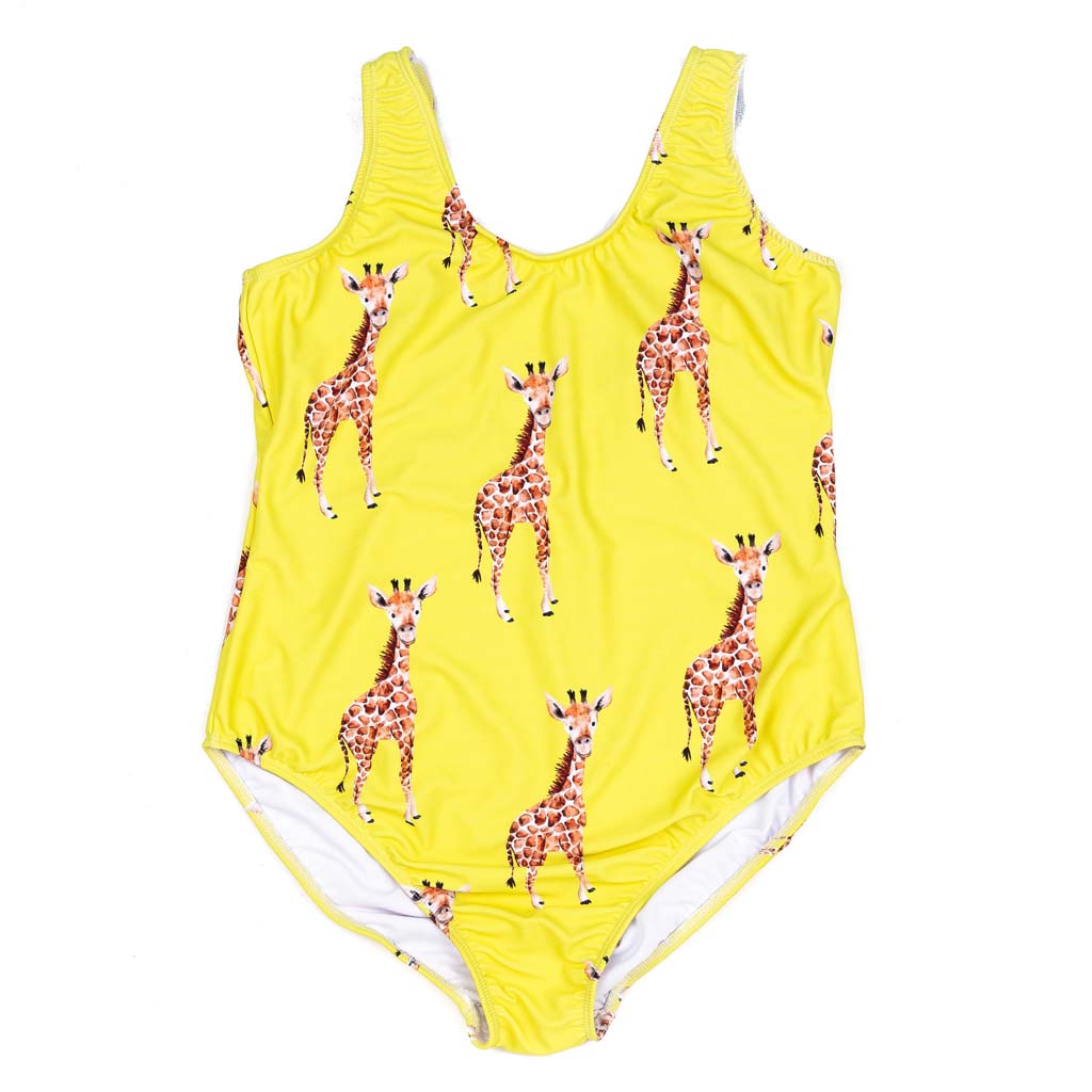 Yellow Giraffe Women's One Piece Sleeveless Swimsuit – Cheeky Chickadee