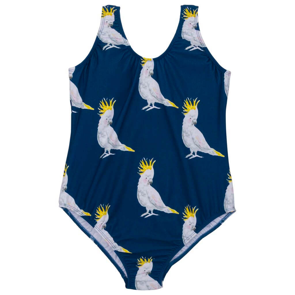 PREORDER Navy Cockatoo Women's One Piece Sleeveless Swimmers (Ships w/ –  Cheeky Chickadee Store