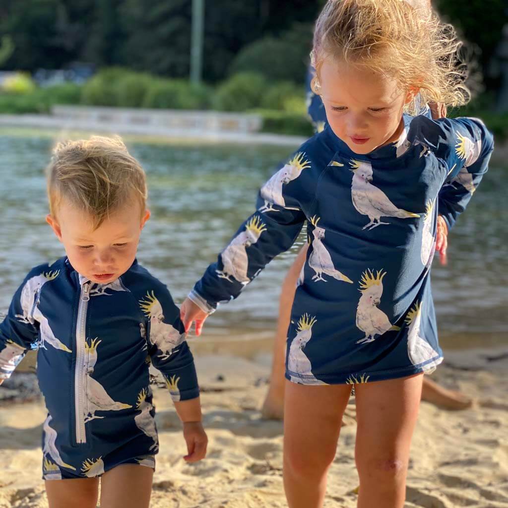 Boy girl store matching swimsuits