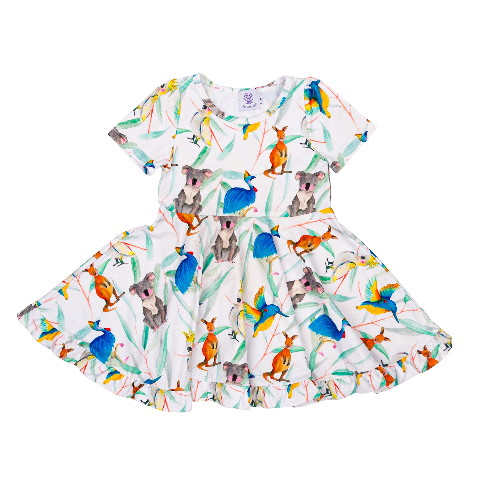 Australian Natives Short Sleeve Twirl Dress - Cheeky Chickadee Store