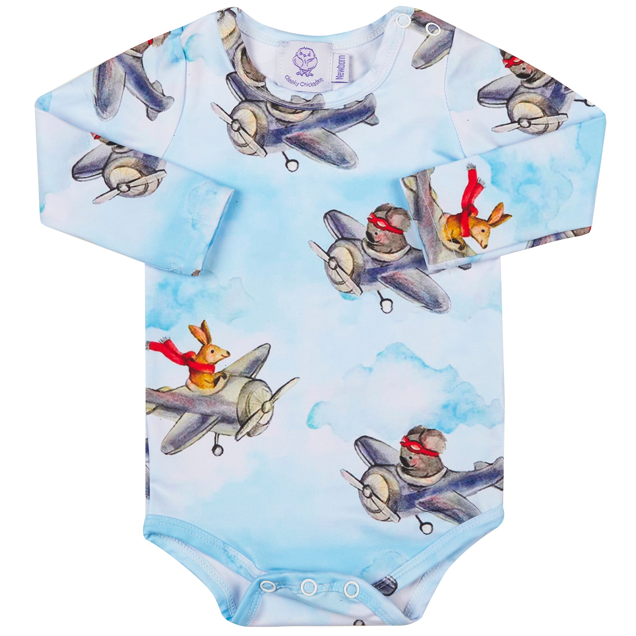 Aviation Animals Long Sleeve Onesie - Cheeky Chickadee Store