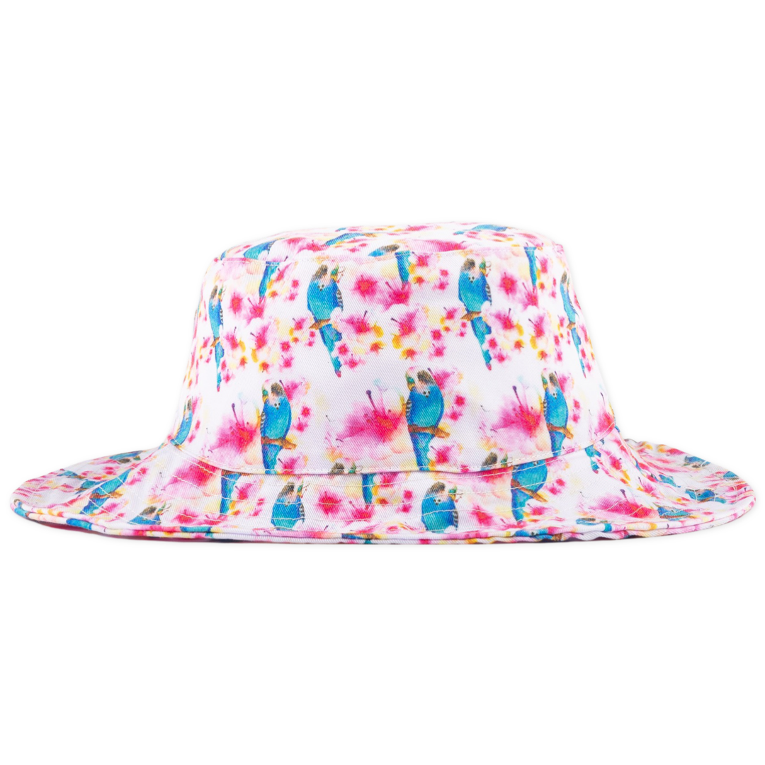 Blossoming Budgie Beach Hat - Cheeky Chickadee Store