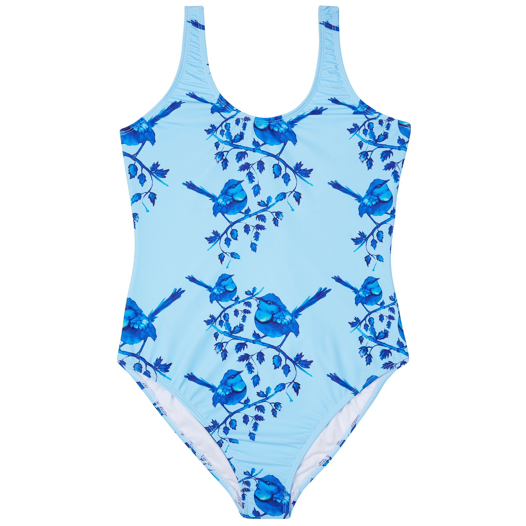 Blue Splendid Fairy-wren Women's One Piece Sleeveless Swimsuit - Cheeky Chickadee Store