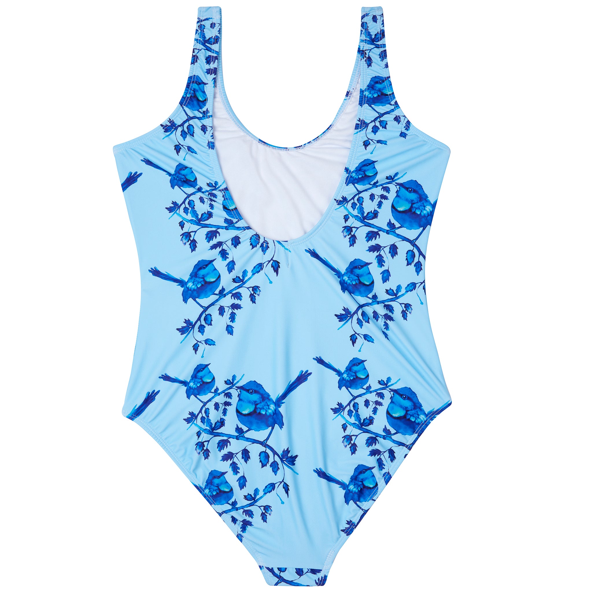 Blue Splendid Fairy-wren Women's One Piece Sleeveless Swimsuit - Cheeky Chickadee Store