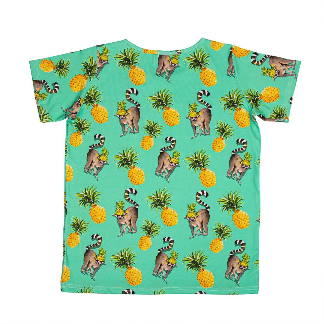 Green Pineapple Lemurs Short Sleeve Tee - Cheeky Chickadee Store