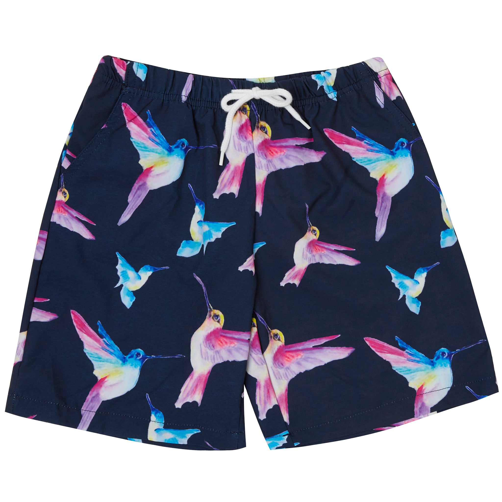 Navy Hummingbirds Kids' Boardshorts - Cheeky Chickadee Store