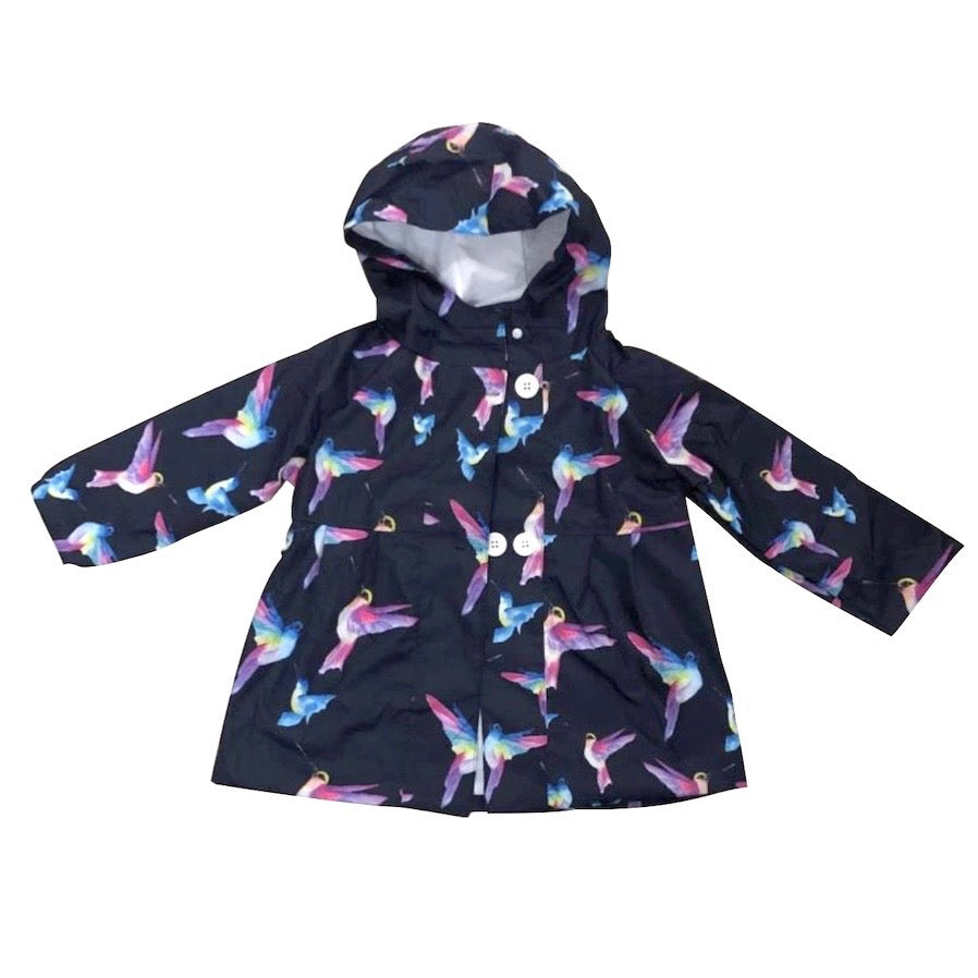 Navy Hummingbirds Raincoat - Cheeky Chickadee Store