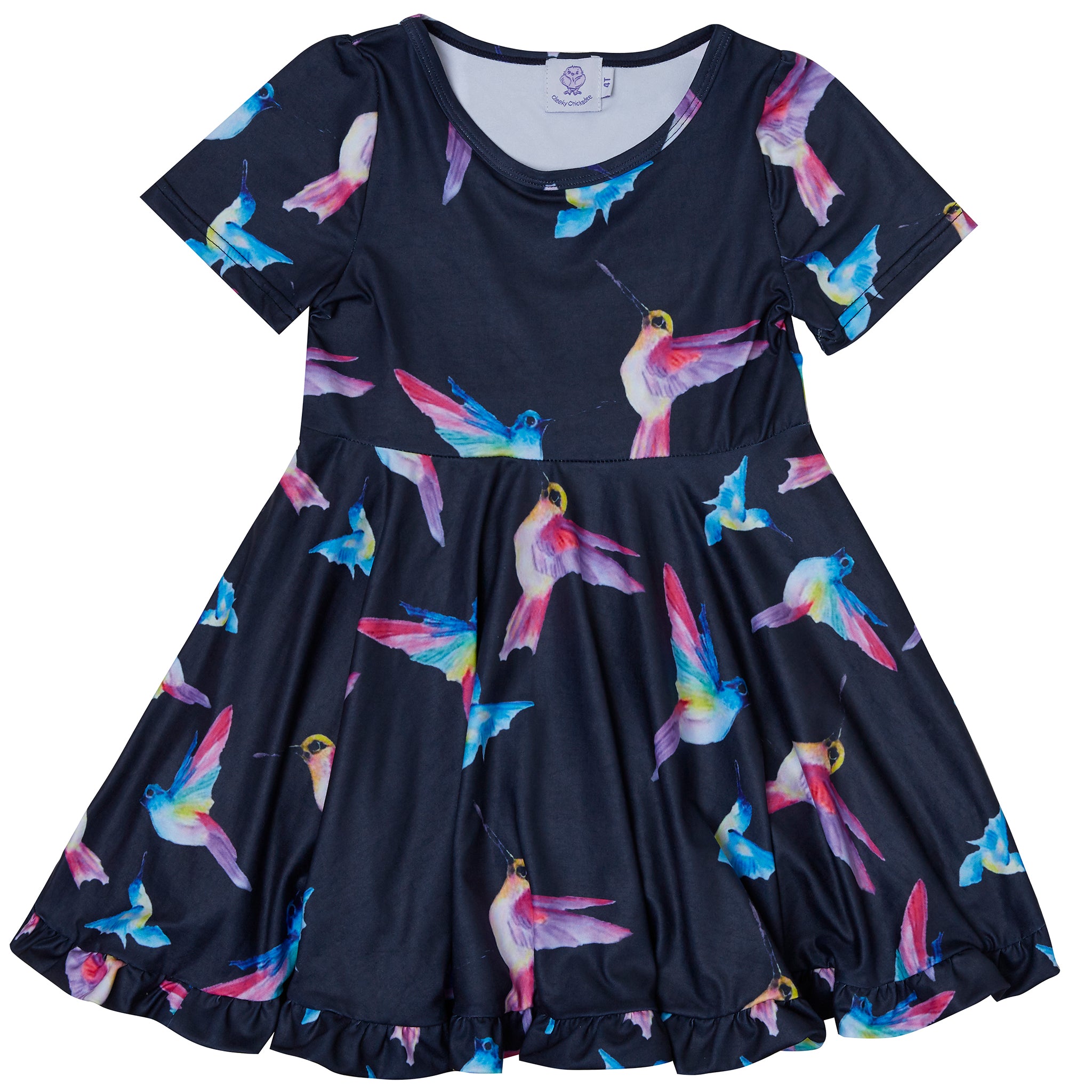 Navy Hummingbirds Twirl Dress - Cheeky Chickadee Store