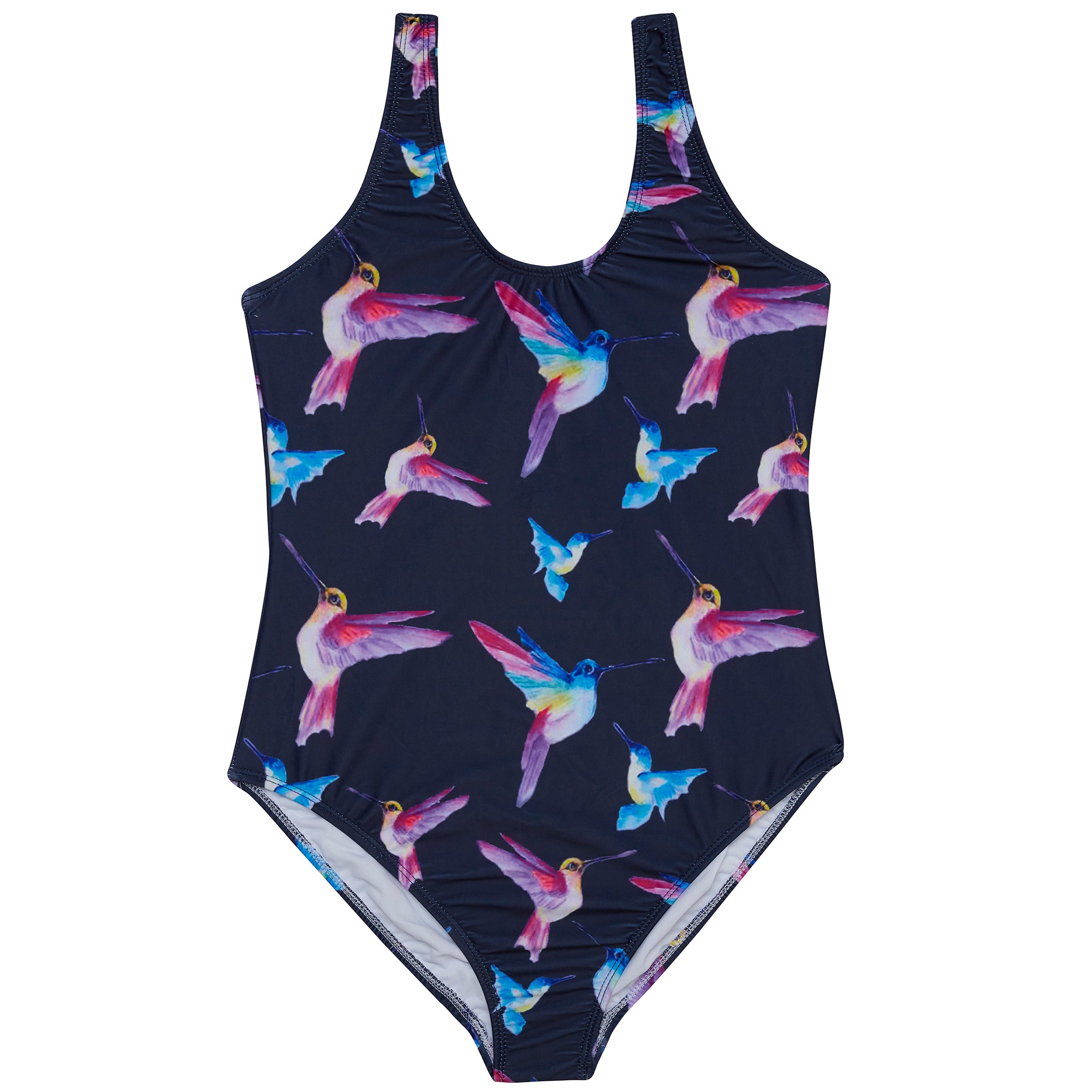 Navy Hummingbirds Women's Sleeveless One Piece Swimsuit - Cheeky Chickadee Store