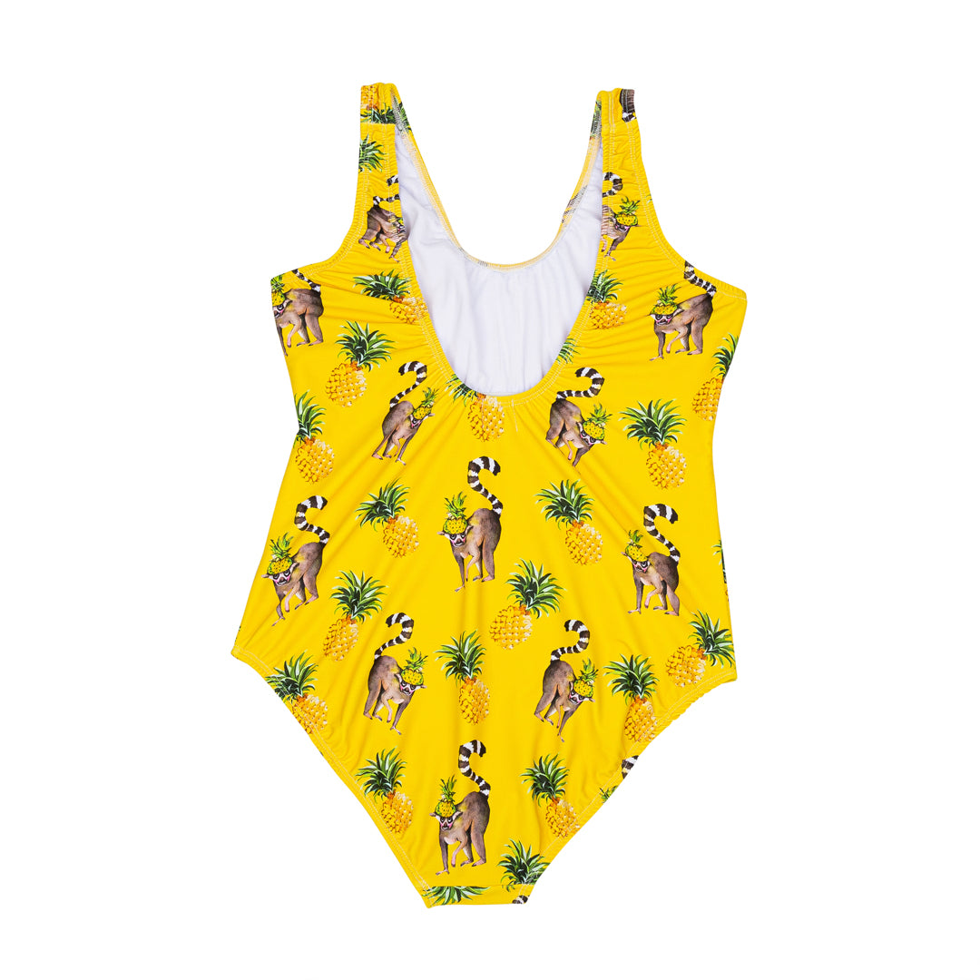 Pineapple Lemurs Women's One Piece Sleeveless Swimsuit - Cheeky Chickadee Store