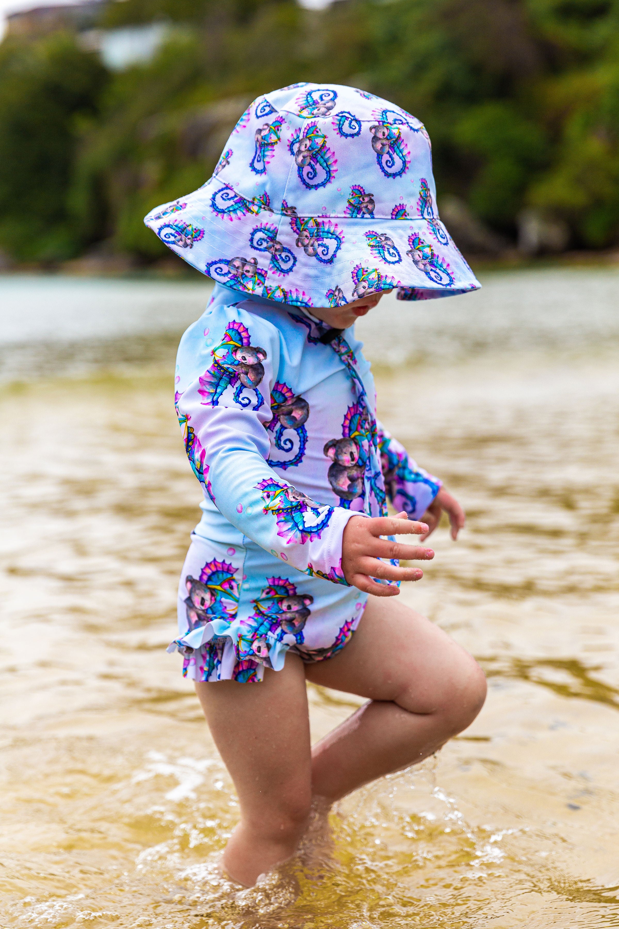 Seahorse Riding Koala Beach Hat - Cheeky Chickadee Store