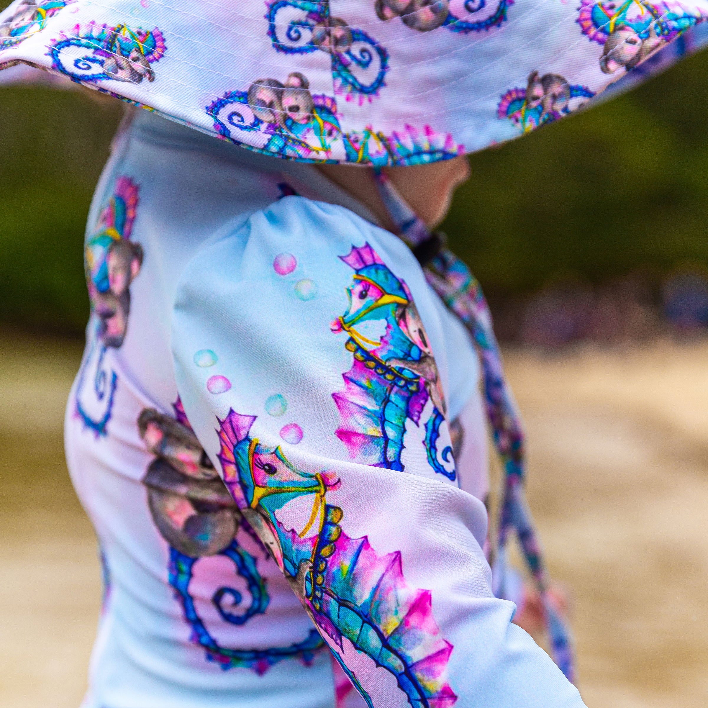 Seahorse Riding Koala Beach Hat - Cheeky Chickadee Store