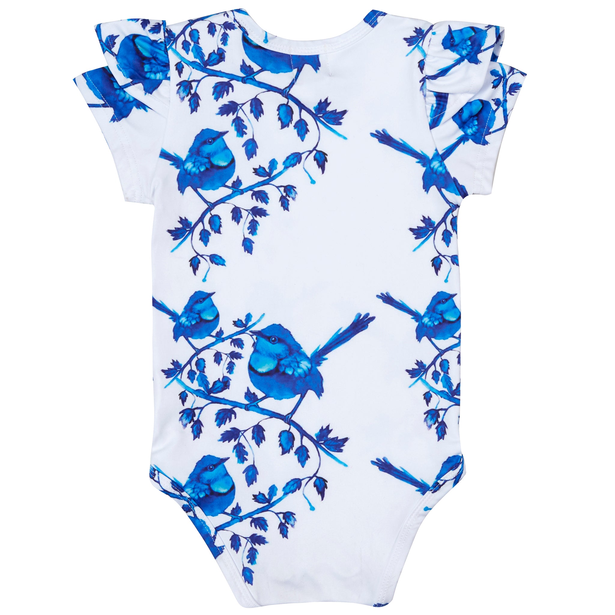 White Splendid Fairy-wren Frill Onesie - Cheeky Chickadee Store