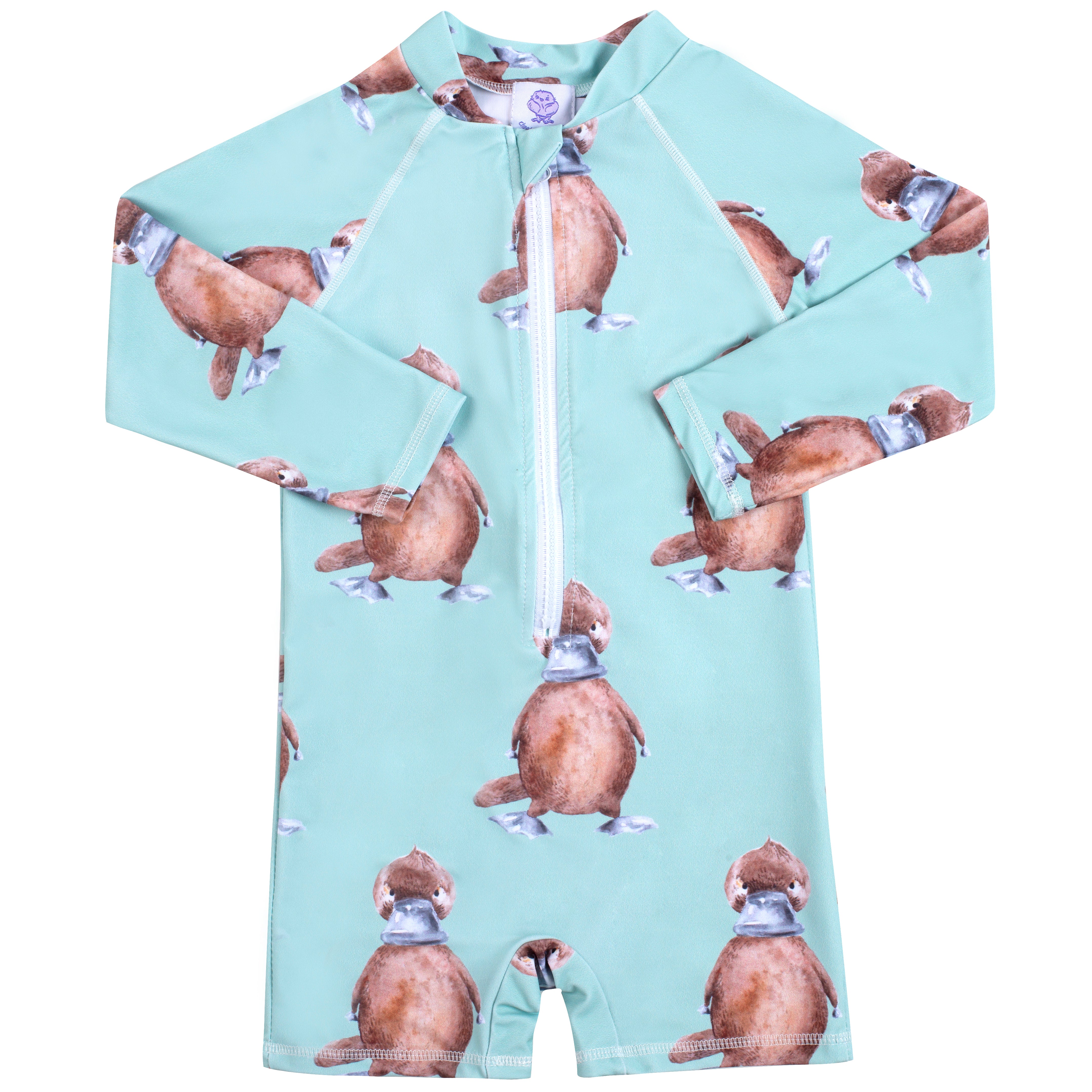 Green Platypus Unisex Long Sleeve Zip Swimmers - Cheeky Chickadee Store